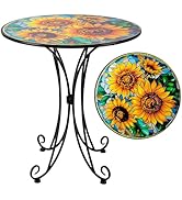 VEWOGIFT Sunflower Side Table Outdoor, 18 Inch Metal Accent Table, Indoor Small Round End Tables,...
