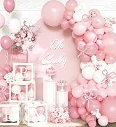 Dusty Blue Balloon Garland Arch Kit with 4 Baby Boxes, 140PCS Blue and White Balloons with BABY L...