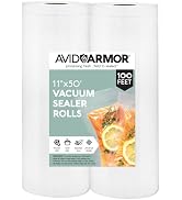 Avid Armor Vacuum Sealer Bags 11x50 Rolls 2 Pack for Food Saver, Seal a Meal Vacuum Sealers Heavy...