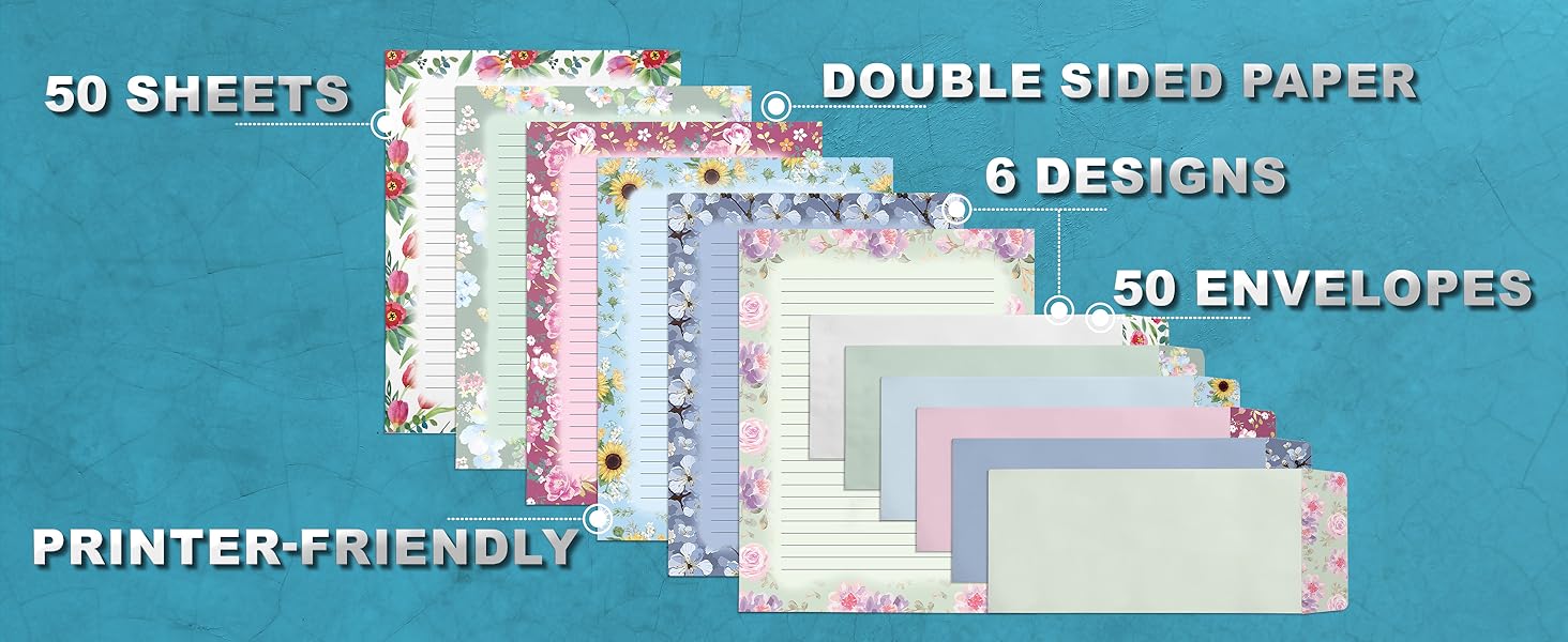 Floral Lined Stationary set