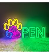 RuCvixkt Pet Open Neon Sign, Pet Shop Dog Grooming Open Neon Led Signs for Store Business,Dog Neo...
