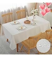 Alsoo Textured Table Cloth for Rectangle Tables 60×75 Inch Waterproof Linen Table Cloth Spill Pro...