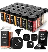 EDELHAUS Square Spice Jars with Bamboo Wooden Lid (Pack of 24) Spice Jars with Shaker Insert and...