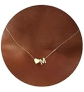 Turandoss Gold/Silver Heart Initial Necklace for Women Teen Girls - 18K Gold Plated Letter A-Z Pe...