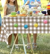 misaya 4 Packs 54 x 102 Inch Buffalo Disposable Table Cloth, Waterproof Plastic Tablecloth, Recta...