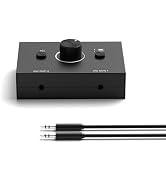 3.5mm Audio Switch, Stereo Audio Selector Box Passive Speaker Headphone Manual Selector with Volu...