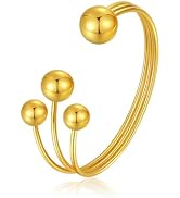Women's Gold Ball Bracelet - Delicate Sphere Design, Hypoallergenic Non Tarnish Stackable Bangle,...