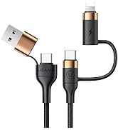 MJEMS USB C Multi Fast Charging Cable PD 60W Nylon Braided Cord 4-in-1 3A USB/C to Type C/Phone F...