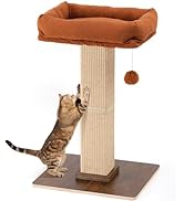 FUKUMARU Cat Scratching Post, Retro-Style Tall Scratch Posts with Perch for Indoor Cats Adults, L...