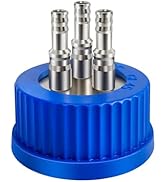 3-Port 304 Stainless Steel GL45 Safety Bottle Cap, Laboratory Liquid Mobile Phase Filling Caps, 8...