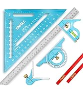 SHALL Rafter Square & Combination Square Tool Set, 7 Inch Aluminium-Alloy Carpenter Square & 16 I...