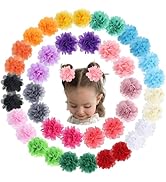 OAOLEER 40pcs 2" Flower Baby Hair Bows Clips, Chiffon Flower Tiny Hair Clips Fine Baby Hair Acces...