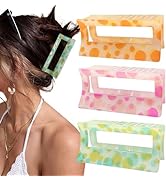 GQLV Big Hair Claw Clips for Women/Girls,3PCS 3.8" Nonslip Strong Hold Square Claw Clips for Thic...