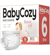 Hypoallergenic Diapers Baby Size 6 (35+lb),80 Count Babycozy Dry Disposable Diapers Softhack,Over...