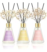 Reed Diffuser Set of 3 Pack, Tulips/Sunset/Vacation Oil Diffuser Reed Diffusers for for Home, Bat...