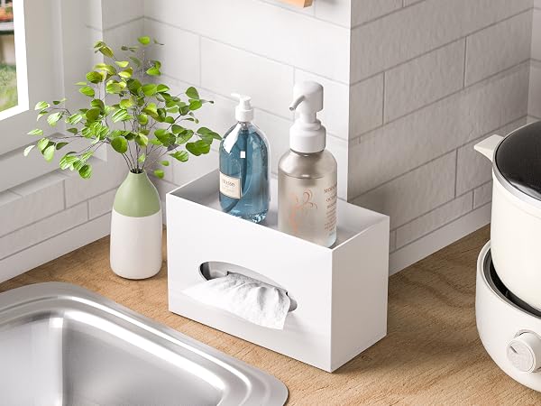 acrylic tissue box holder with tray