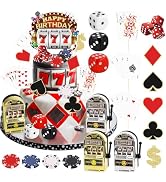 Hooqict 24 Pieces Casino Cake Decorations Set with Mini Toy Slot Machine Poker Casino Cake Topper...