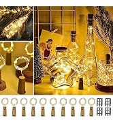 osteplus Wine Bottle Lights with Cork, 10 Pack Mini Fairy String Lights Battery Operated with 12 ...