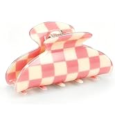 Medium Check Hair Claw Clip for Women, Lightweight Acrylic Non-Slip Jaw Clip, Medium Strong Hold ...