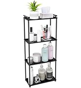 VOTZAAQ Matte Black 4 Tier Bathroom Organizer Countertop, Stainless Steel Perfume Tray and Vanity...