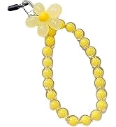 aoukoslt Yellow Mobile Phone Strap Beaded Flower Bracelet Creative Hanging Rope Keychain Mobile L...