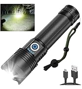 kwznob Rechargeable LED Flashlights 100,000 High Lumens Super Bright Flash Light with 5 Modes, Po...