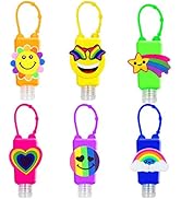 VHOPMORE 6Pcs Travel Size Kids Empty Hand Sanitizer Bottles with Keychain Holder Detachable Silic...