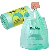 KeenEcho 1.2 Gallon 50 Counts Small Green Trash Bags with Handle, Ocean Fishing Nets Upcycling, S...