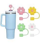 Axlksia 4 Pcs Cute Straw Cover for Stanley Cup, 10mm Silicone Straw Topper for Stanley 40 oz & 30...