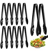 Mwellewm 12 Pc Serving Tongs 9 Inch Bulk Reusable or Disposable Plastic Tongs Heavy Duty Hard Pla...
