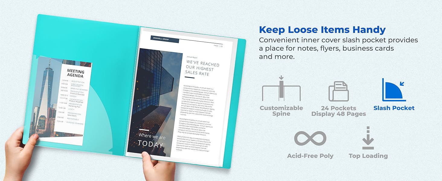 Dunwell Presentation Book 9x12 V - Keep Loose Items Handy