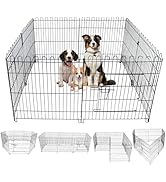 MUYG Foldable Metal Dog Playpen, Portable Pet Pen Puppy Exercise Pens 8 Panels Small/Medium Dogs ...
