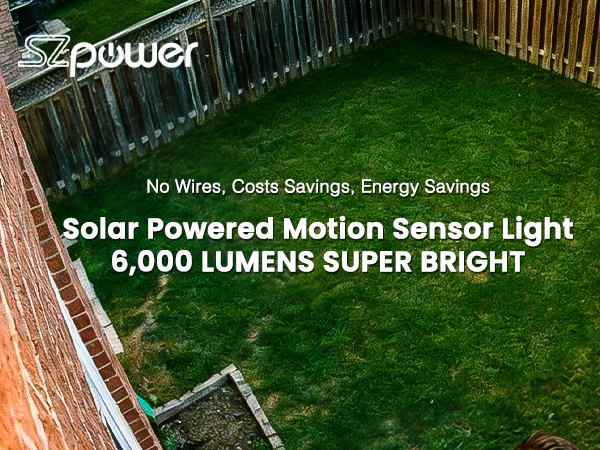 Solar Powered Motion Sensor Light 6,000 LUMENS SUPER BRIGHT No Wires, Costs Savings, Energy Savings