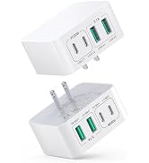 USB C Charger Block Thin Flat 40W 4-Port Wall Charger 2-Pack Type C Fast Charger Cube, PD&QC Wall...
