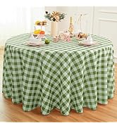 Essifunia Waterproof Plaid Tablecloth Fabric - Round 120 Inch Classic Gingham Checker Table Cloth...