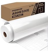 Lzerking Permanent Adhesive Vinyl - 12”x100FT White Glossy Adhesive Vinyl Roll for Cricut, Silhou...