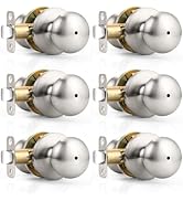 Probrico 6 Pack Brushed Nickel Privacy Door Locksets, Stainless Steel Keyless Door Knobs, Interio...