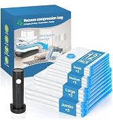 Vacuum Seal Bags for Clothing Travel with Rechargeable Air Pump, 12 Pack of 4 Carry-on Size Space...