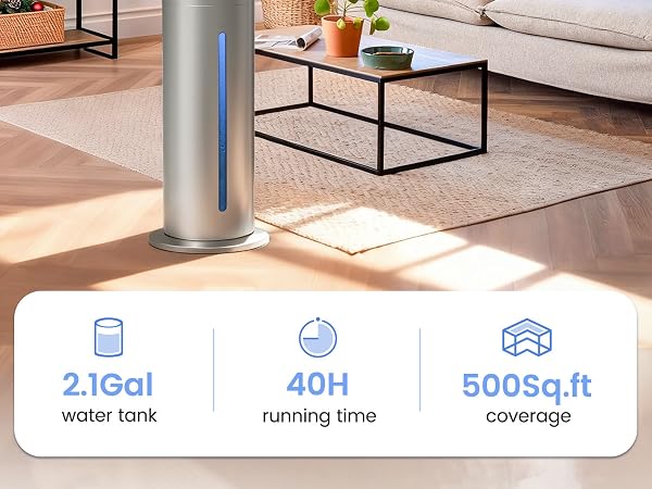 Humidifiers for bedroom, Humidifiers large room up to 500 sq ft, Easy to Clean Humidifier