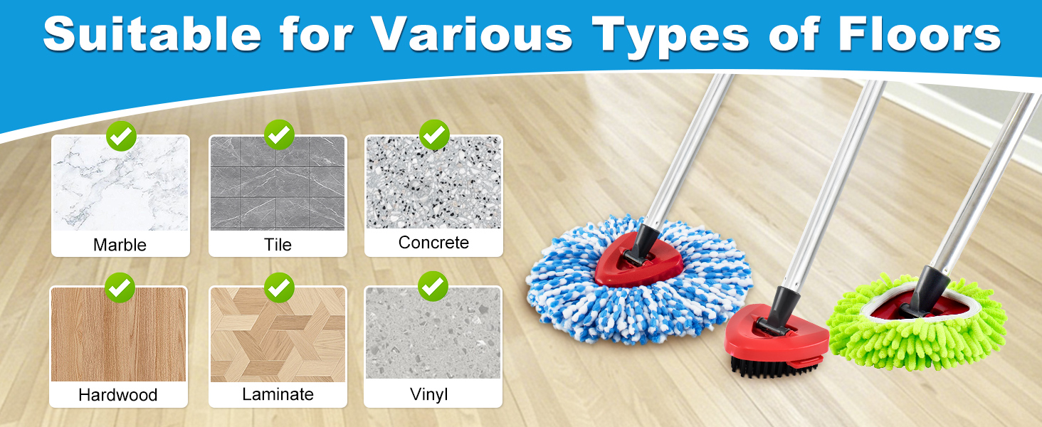 Mop Replace Heads Compatible with O-Cedar RinseClean 2 Tank Spin Mop System