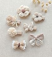Cherssy Boutique Baby Hair Bow Clips, 16 Pcs Tiny Floral Baby Barrettes Fully Lined Alligator Cli...