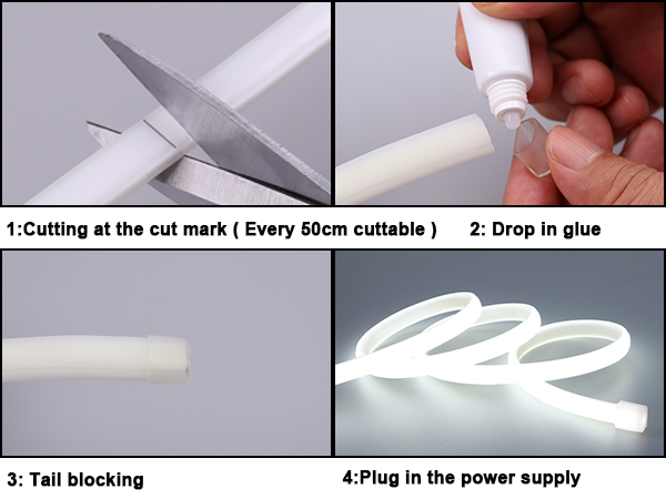 AC 110V COB LED Strip Light Outdoor Waterproof 65.6ft, LED Rope Light Flexible Cuttable for Bedroom