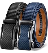 KEMISANT Mens Ratchet Belt 2 Units,Sliding Belt For Gift Mens Dress Casual 1 3/8",Size Adjustable