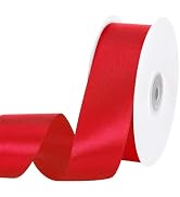 Red Ribbon 1-1/2 Inch 60 Yards Double Faced Red Satin Ribbon for Crafts Flower Bouquet Gift Wrapp...