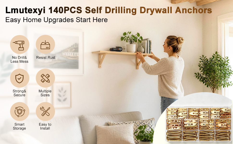 Lmutexyi 140PCS Drywall Anchors