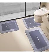 3PCS Absorbent Bath Mat Magic Rug Sets, Quick Drying Bath Mat Non-Slip Floor Rug Rubber Backed fo...