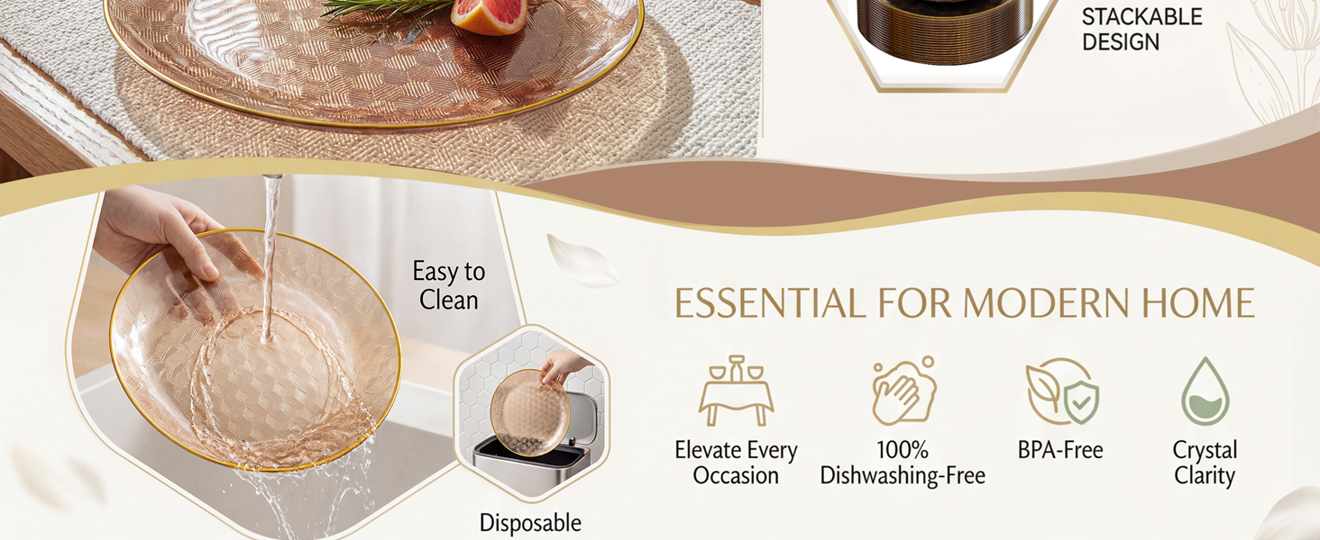 clear brown disposable plates