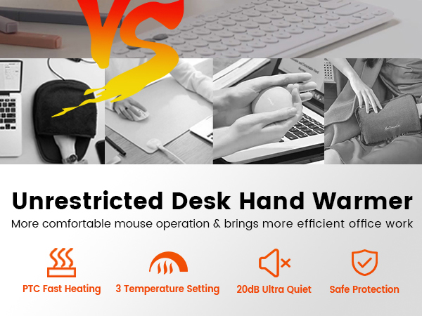 xuenair 2025 Upgraded Desk Mouse Keyboard Hand Warmer 3 Temperature 20dB Quiet PTC Fast Heating