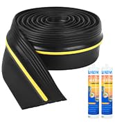 20FT Garage Door Bottom Threshold Seal Strip with 2 Black Adhesives/Sealants, Universal Rubber DI...