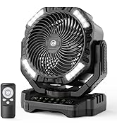 40000mAh Battery Operated Camping Fan, Rechargeable High Velocity Floor Fan, Auto Oscillation Rem...